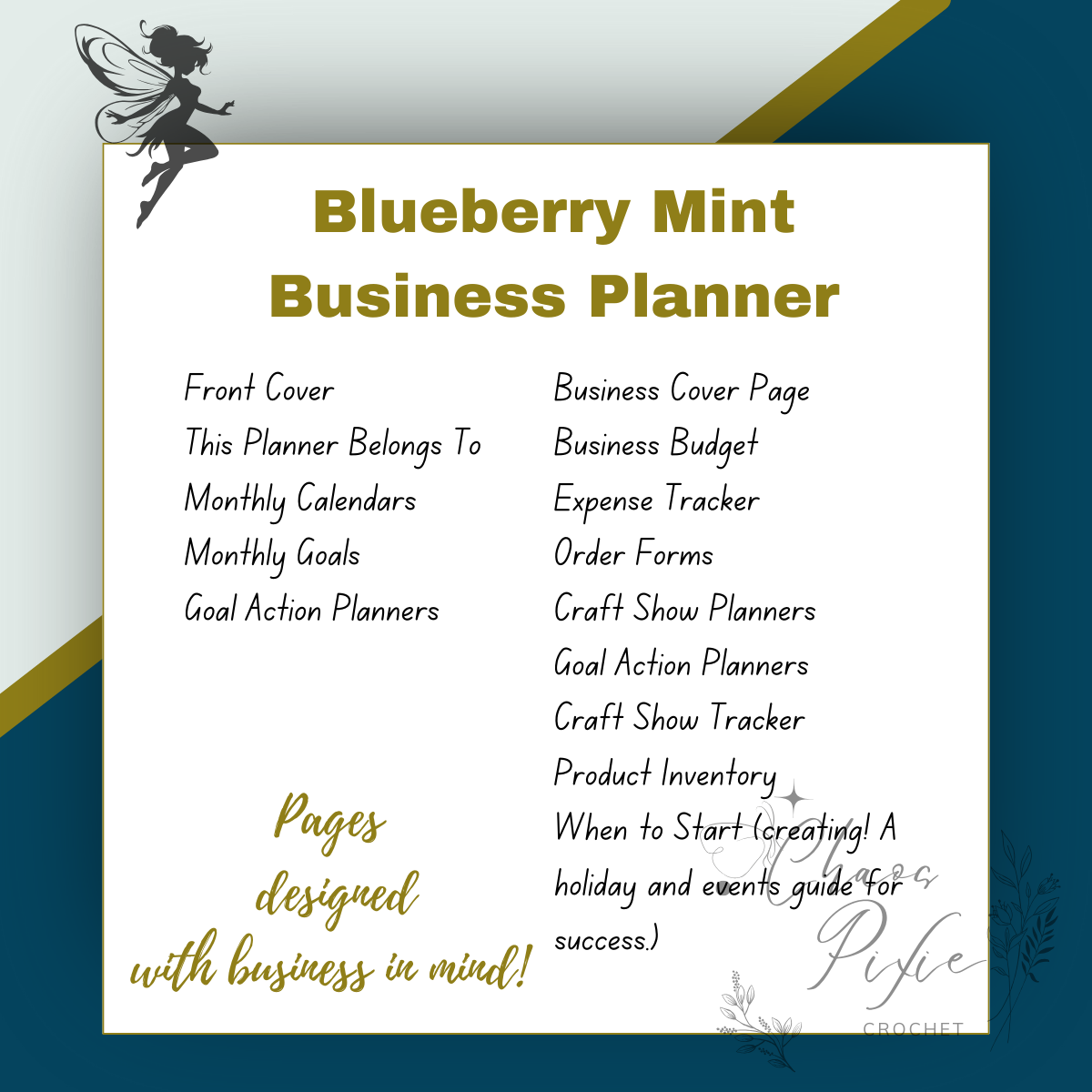 Blueberry Mint Crochet Business Planner