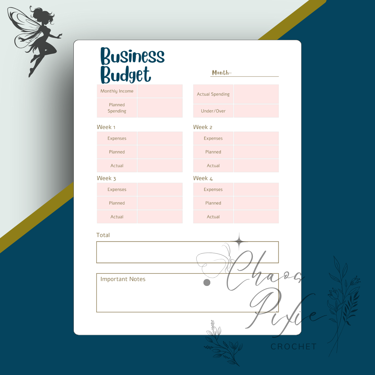 Blueberry Mint Crochet Business Planner