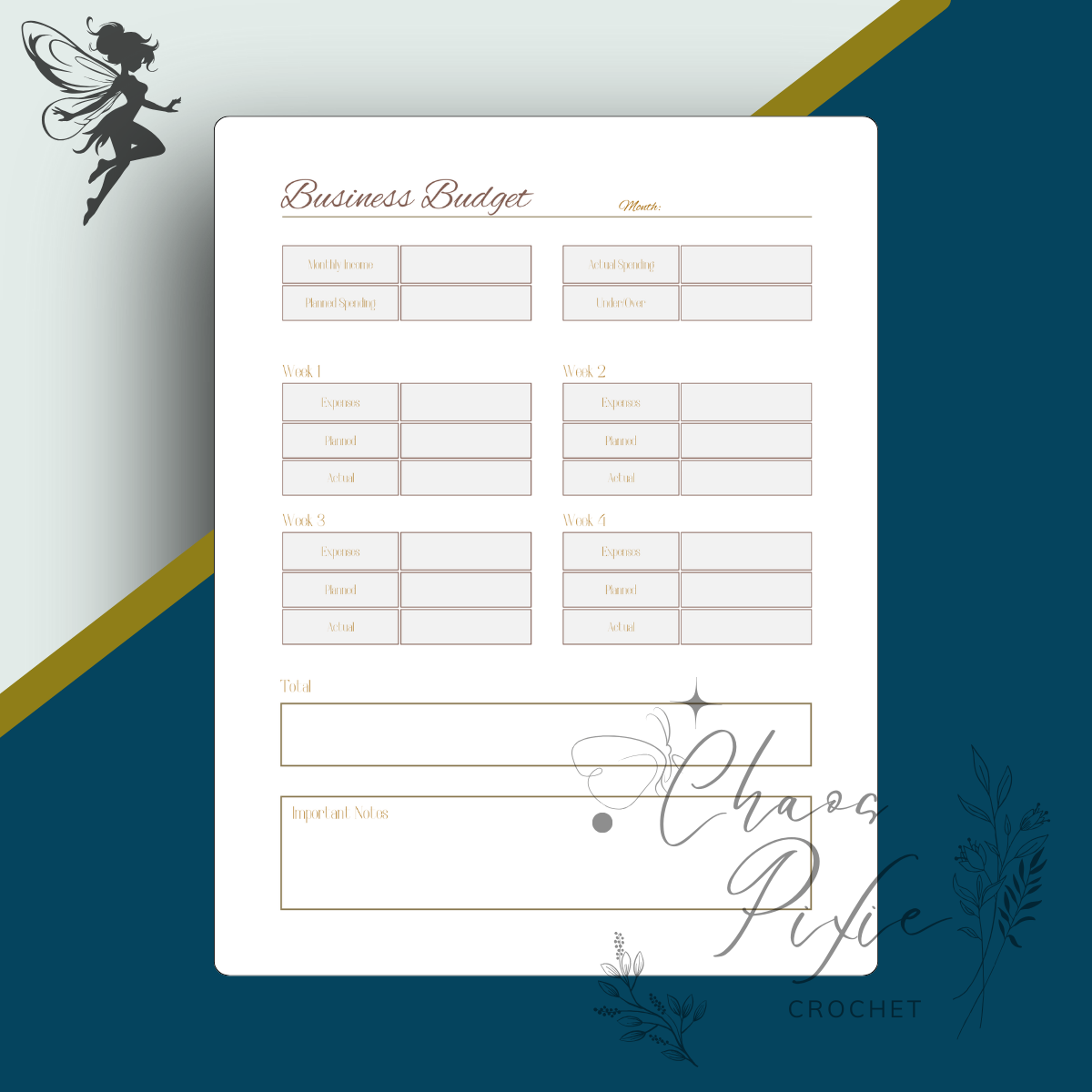 Dance with Fairies Crochet Business Planner